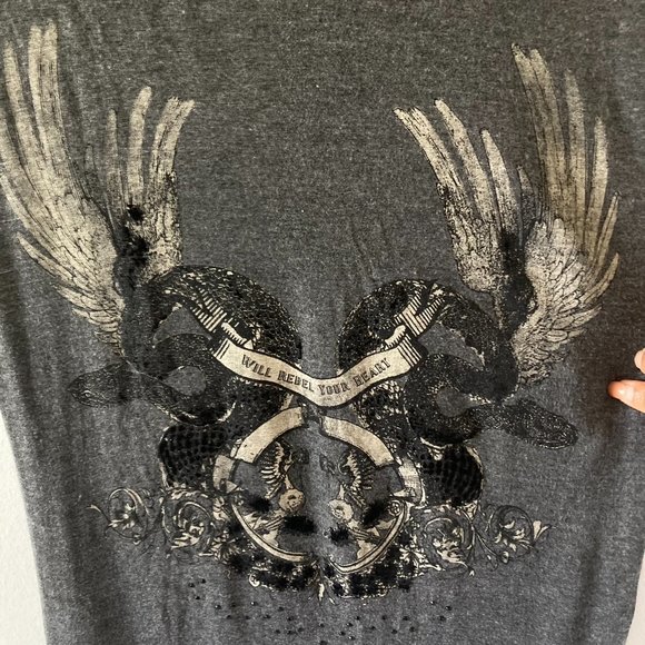 ZARA TRAFALUC Preloved Women's Charcoal Grey T-Shirt design Size S - Picture 7 of 11